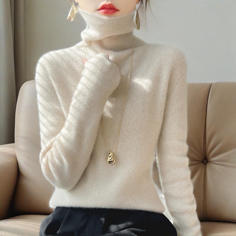 Rollkragenpullover mit schmal geschnittenem Unterhemd, weicher, wachsartiger Flor-Kragen-Pullover