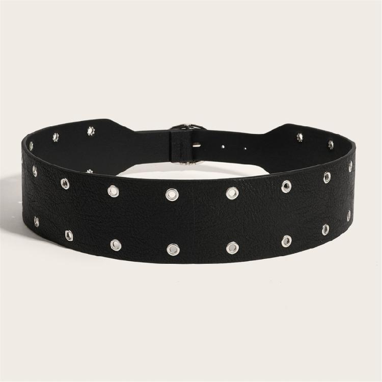 Bold Studded Punk Rock Belt 120cm PU Leather Adjustable Strap 3.8cm Width For Men Women Fashion