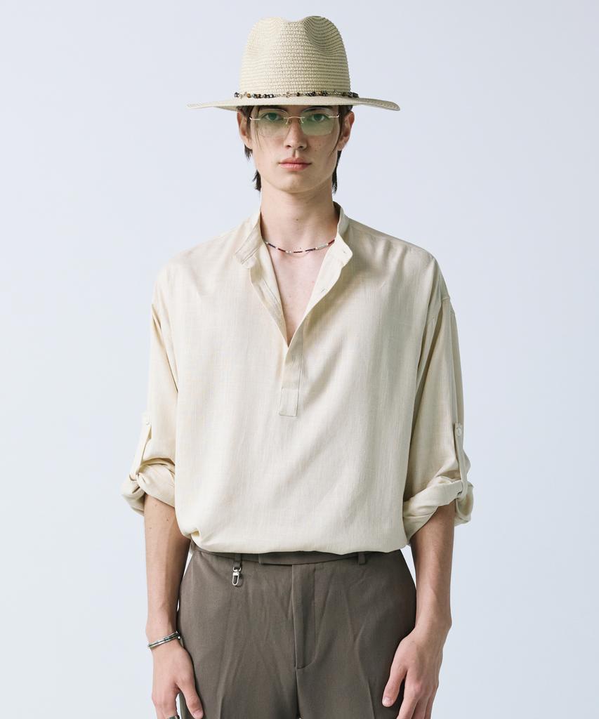 SSY Linen Concho Roll-Up Shirt Cream