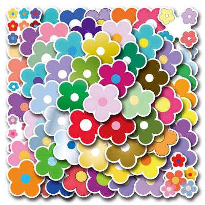 60 Bunte Cartoon-Blumen-Sticker für Notizbücher, Wasserflaschen und Computer - Wasserdichtes Dekorationspaket