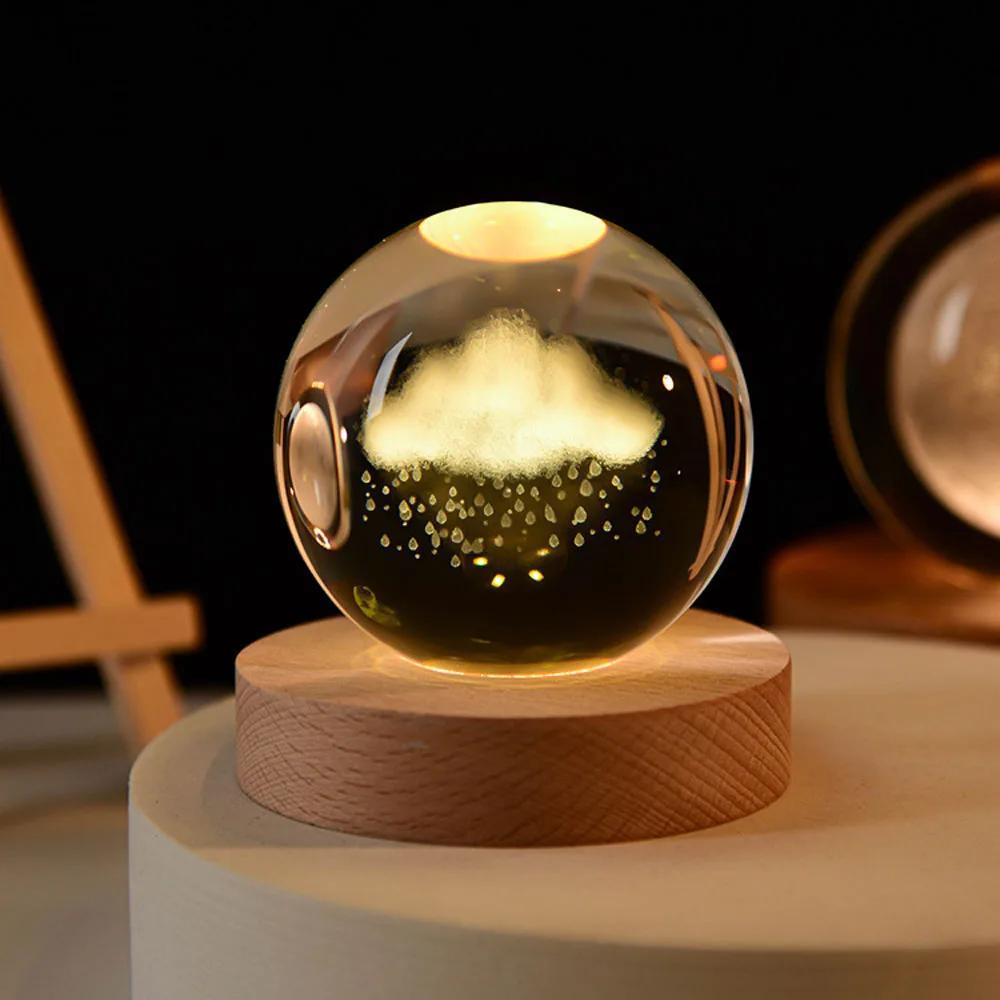 2025 New Bedroom Bedside Table Decoration For Friends Couples Heartfelt Gifts Creative 3D Luminous Crystal Ball LED Night Light