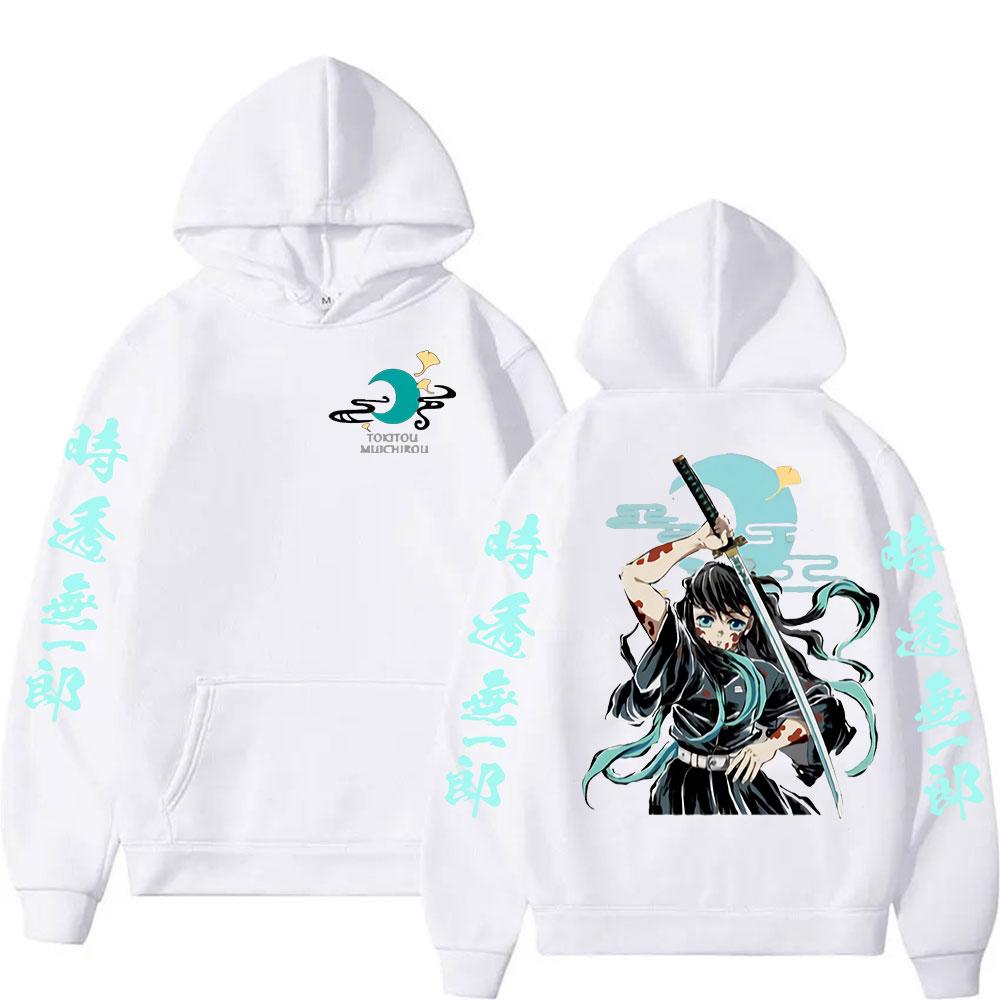 

Аниме Клинок, рассекающий демонов Муичиро Токито Принт Худи Мужская Женская Повседневная С Длинным Рукавом Оверсайз Толстовка Высокое Качество Пуловер С Капюшоном XL белый