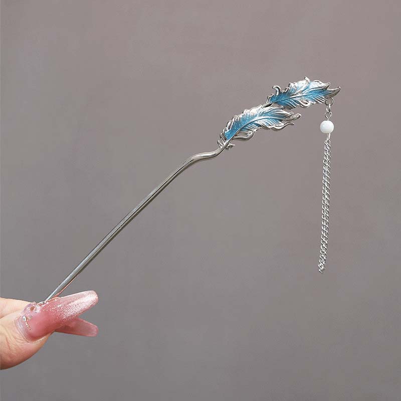 

Винтажные металлические заколки для волос с перьями и кисточками для женщин и девушек, в китайском стиле, для прически пучок ханфу, головной убор, аксессуары для волос