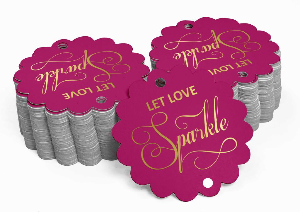 Inkdotpot 100 Pack Let Love Sparkle Wedding Favor Paper Tags Craft Real Gold Foil Hang