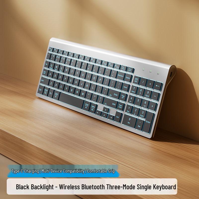 Dual-Mode Backlit Bluetooth Wireless Keyboard & Mouse Set with Eight-Color Lighting