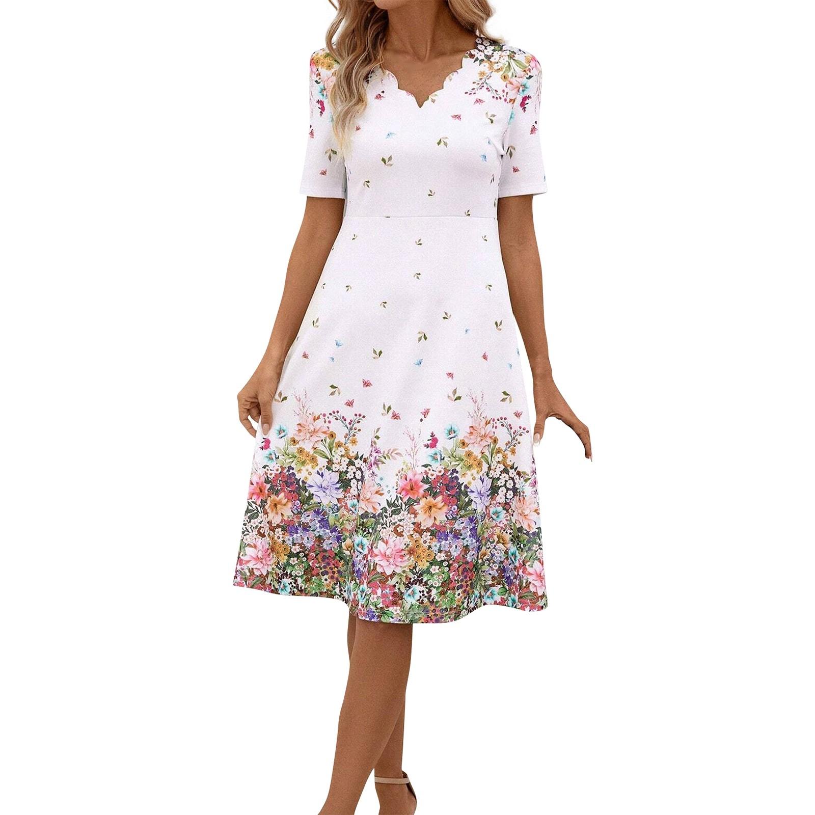 

Женское повседневное свободное платье с v-образным вырезом и модным принтом XL разноцветный