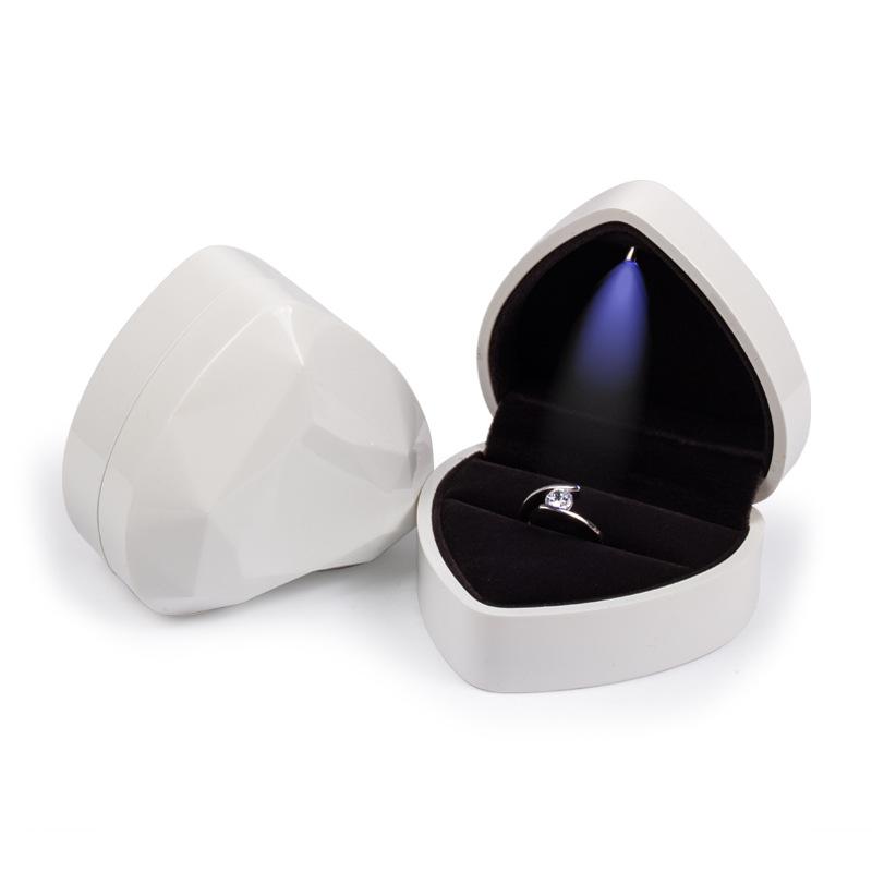 Heart-shaped Led Lighted Jewelry Box, Diamond Ring Gift Storage Packaging Box, Ring Box
