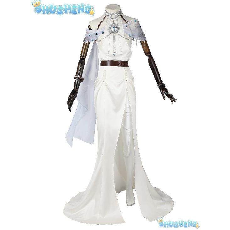 Game Nu:Carnival Edmond Cosplay Costume Neck Embroidery White Greek Style Dress Roleplay Outfit for Women or Men
