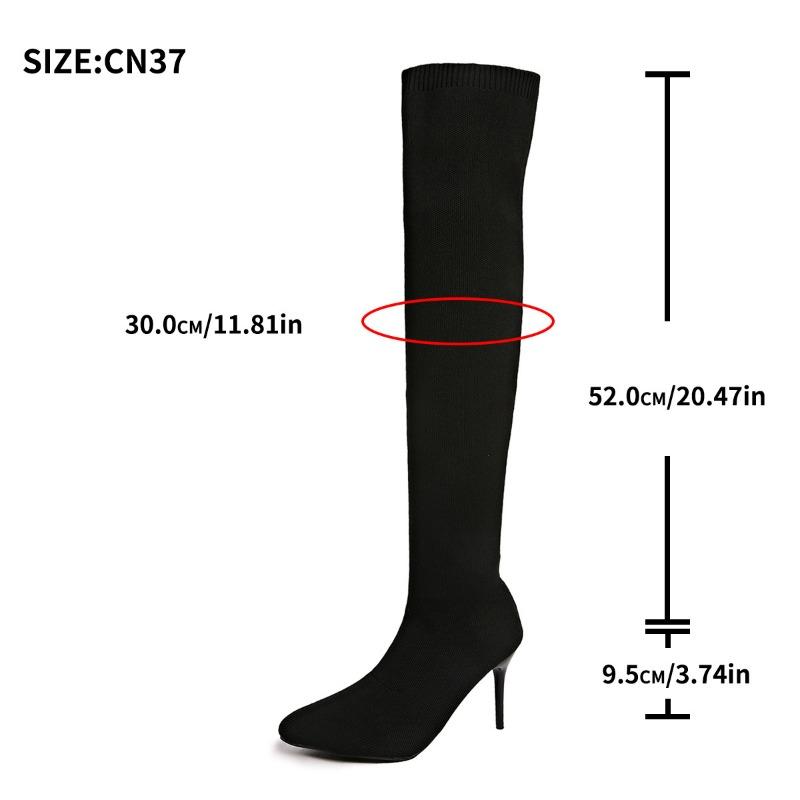Autumn and winter new knee elastic boots pointed thin heel flying socks boots knitted tube knee boots