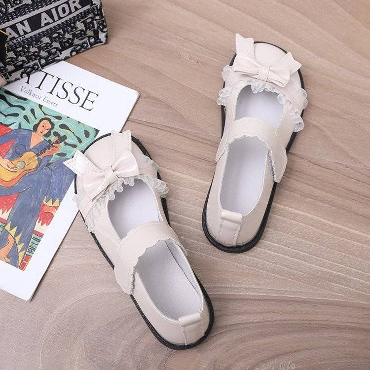 Ladies Footwear Black Mary Jane Round ToeCute Japanese Style Lolita Kawaii Women's Flat Shoes Gothic With Novelties Korean