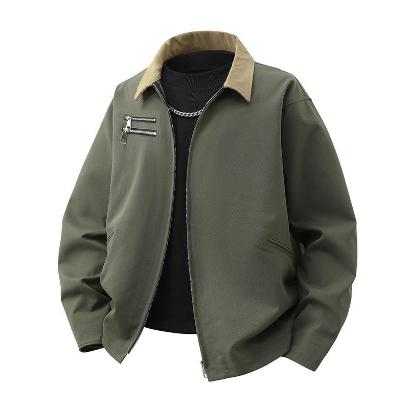 Jacket Men's Loose Windbreaker Men's Lapel Casual Men's Jacket Retro Workwear Jacket