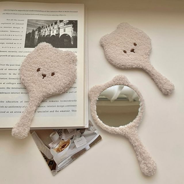 Tuhat - Bear Chenille Handheld Mirror Gray