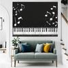 2D Blackboard Music Theme Backdrop Piano Keys and Notes for Musician Party Background