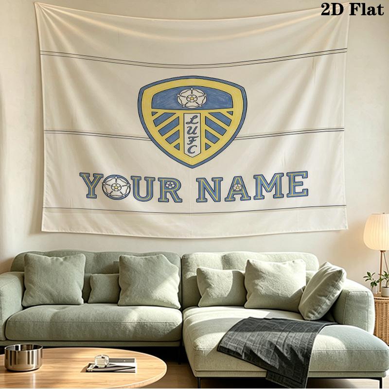 Custom Name Leeds United2 Printed Tapestry – Wall Hanging for Bedrooms, Dorms, and Home Decor