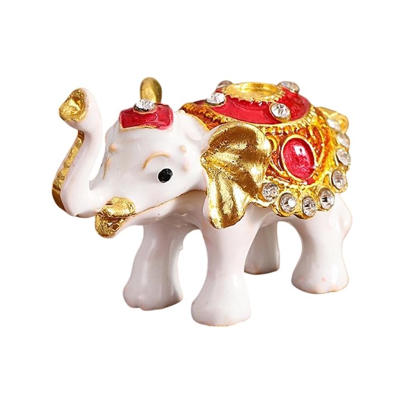 Elegant Thai Styles Metal Elephant Jewelry Box With Full Diamonds Decoration For Rings And Necklaces