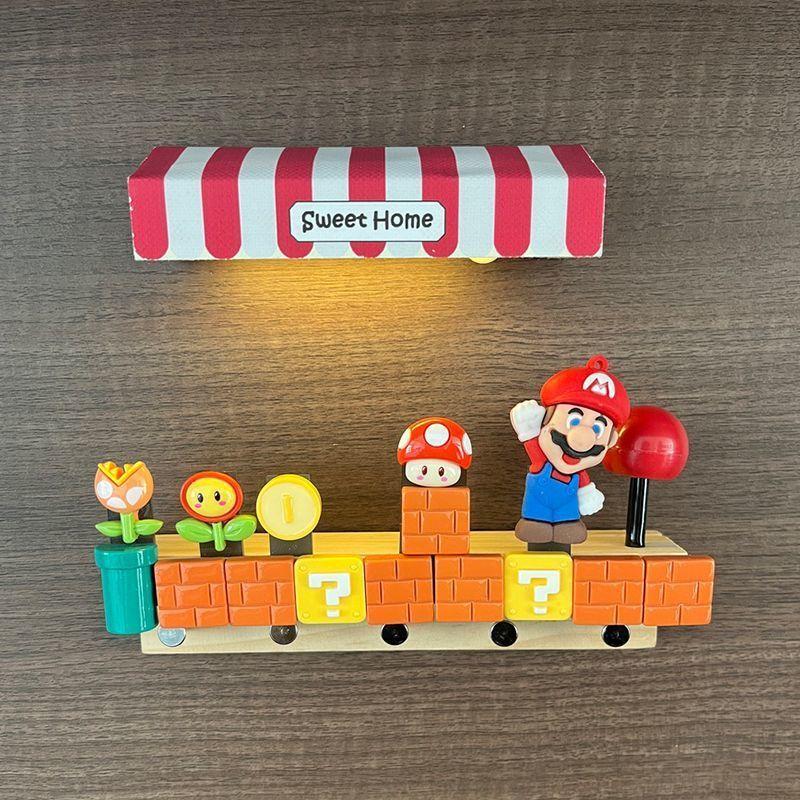 Super Mario Bros Cartoon Wall Hooks With Wireless Charging Light For Entryway Storage Organizer