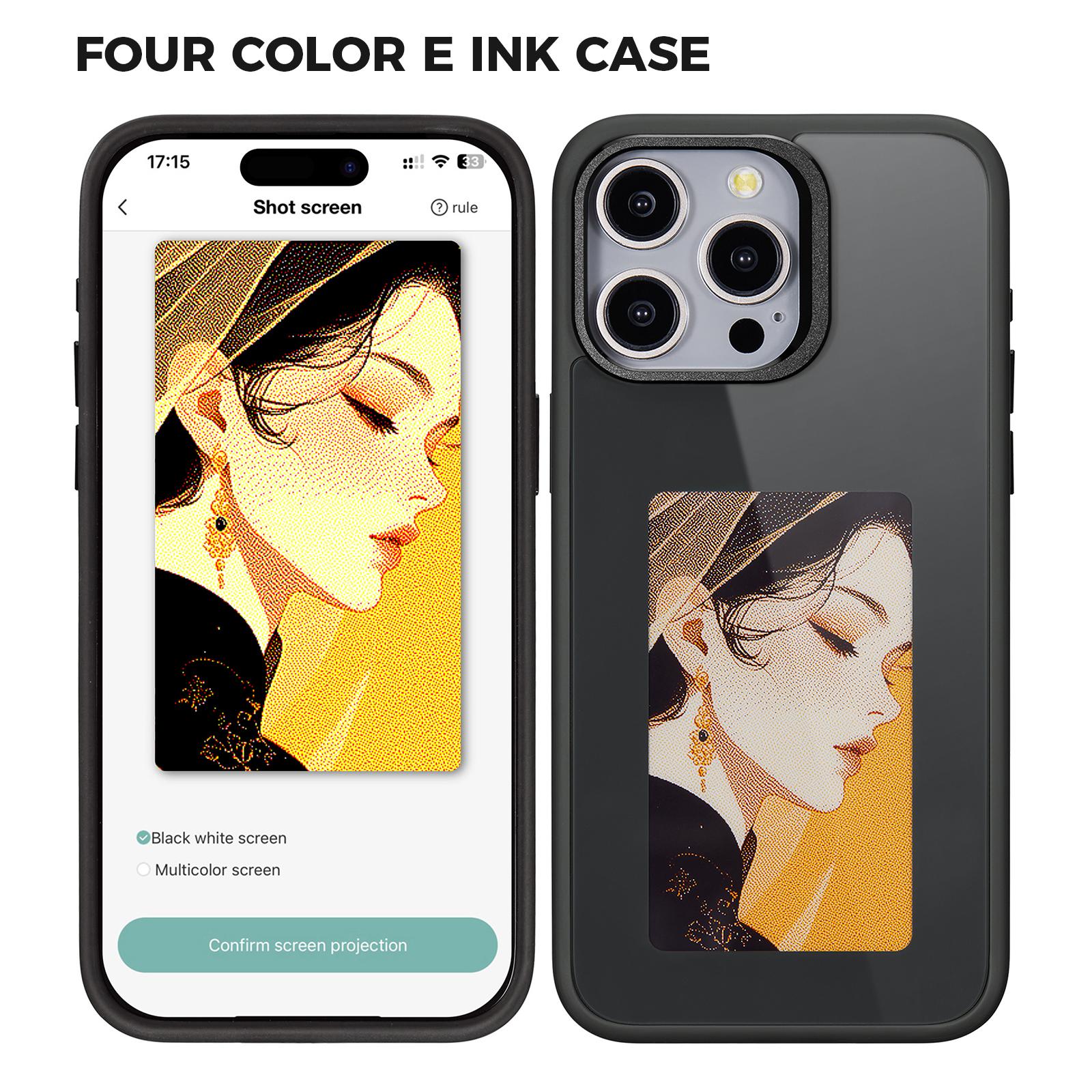 

Чехол для телефона iPhone 15 Pro Max с E Ink дисплеем, 4-цветный, NFC, DIY чехол для телефона Black