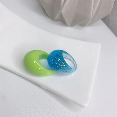 Retro Cool Bunt Klar Harz Oval Ringe Anhänger Acryl Wassertropfen Form für Frauen Mädchen Reise Sommer Beliebter Schmuck