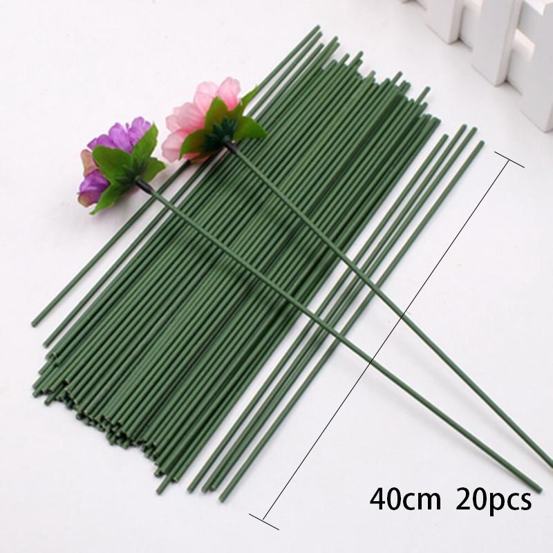 Green Artificial Flower Sighting Rod Vase Decor Stem Iron Wire Plant Wall For DIY Mother's Day Craft Supplies Rose Stick Pole