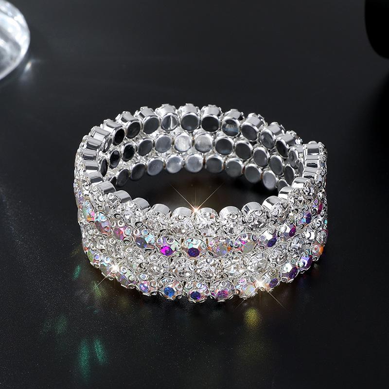 Bridal Bracelet AB Rhinestone Wrapped Full Diamond Open Bracelet Crystal Bracelet Accessories