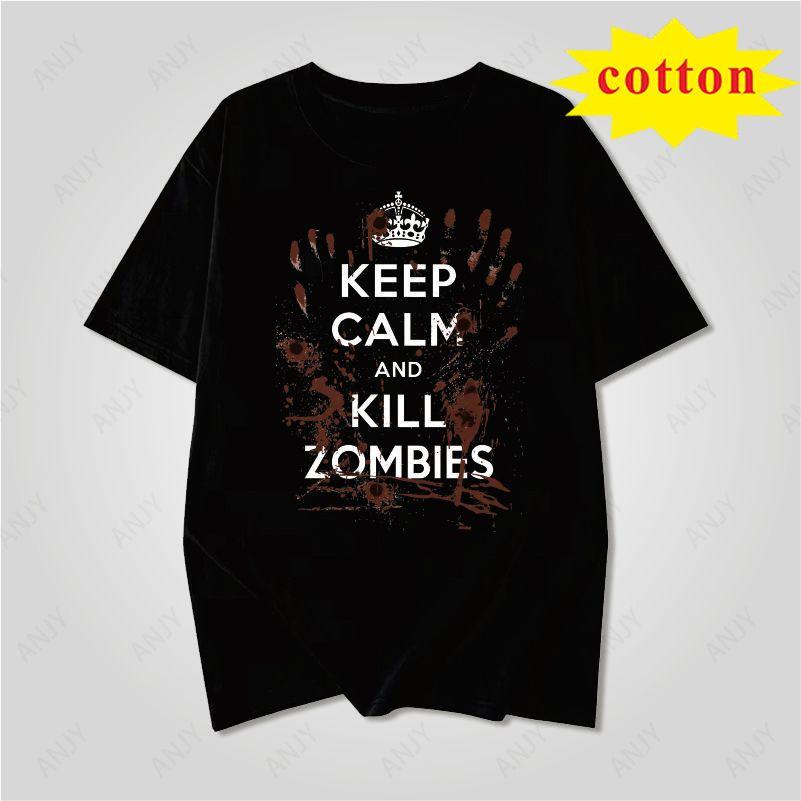 Dark Style Zombie Apocalypse Text Printed Tshirt Fun Dark Style Unisex Loose Short Sleeved Shirt