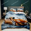 Race Car Duvet Cover Set King Queen Twin Size Red Flame Comforter Cover 3D Sport Car Theme for Boys Girl Polyester Bedding Set