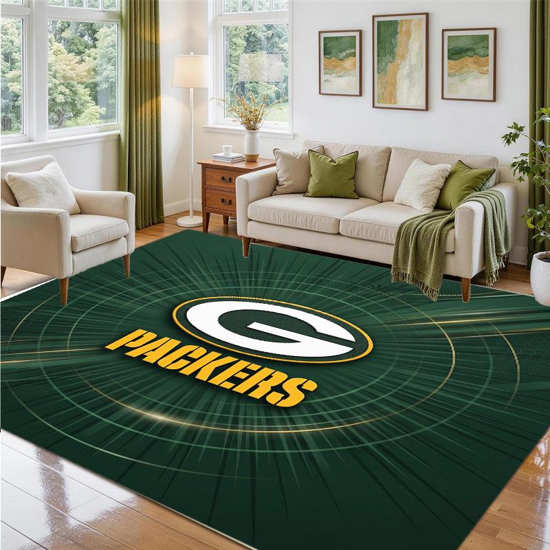 Green Bay Packers Design Kristall-Samt Teppich Weiche Dekorationsmatte für Schlafzimmer Eingang