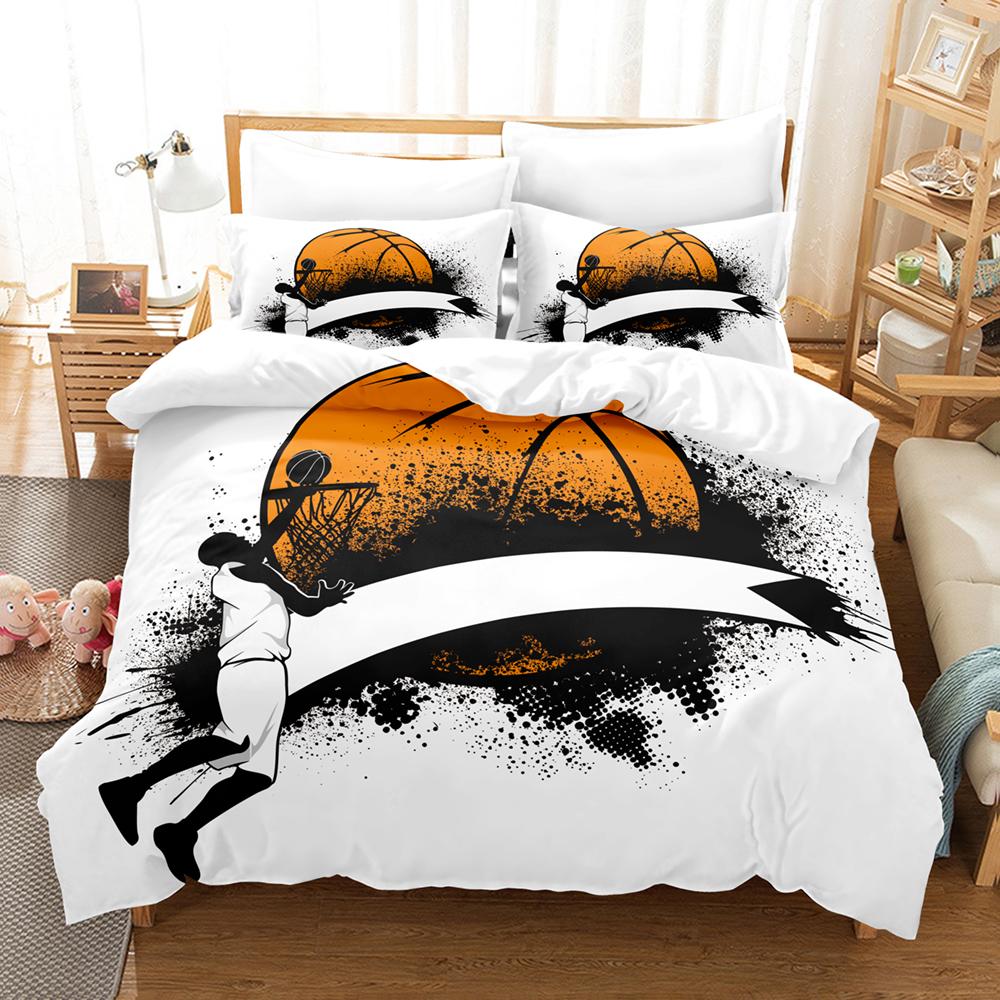 Basketball Duvet Cover Set Queen,Sports Gaming Comforter Cover For Boys Girls,Black Graffiti Bedding Set Sports Bedspread Cover