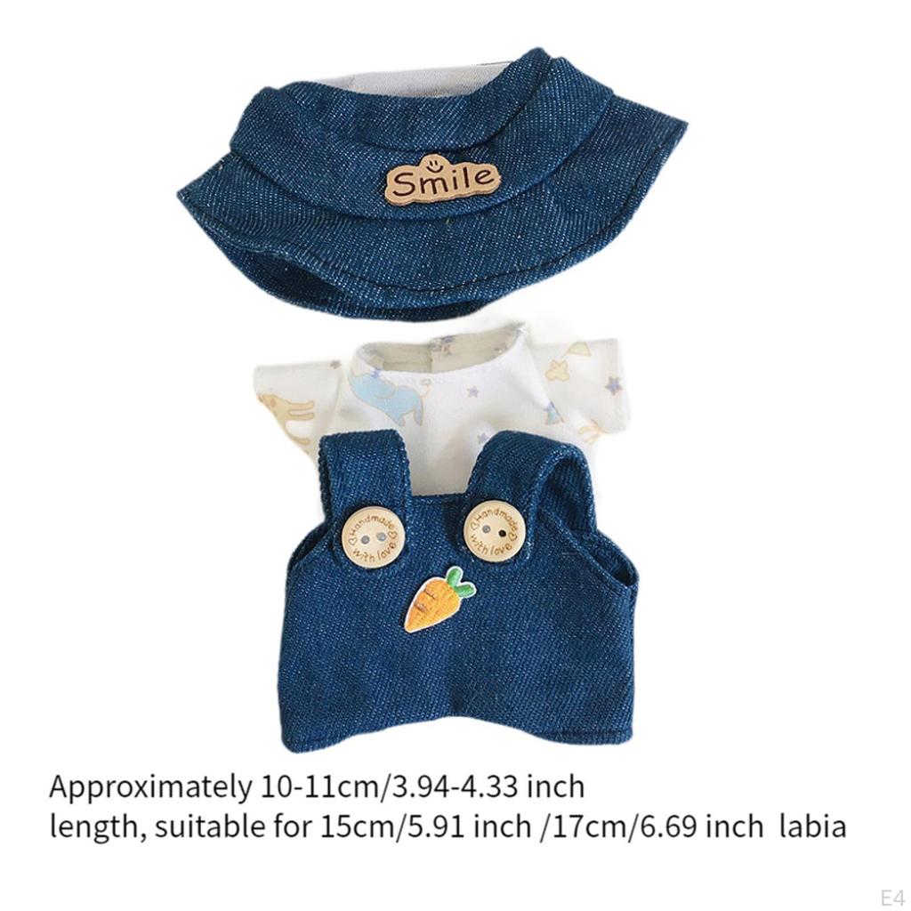Dolls Suspender Pants with T Shirt Hat for 1517cm Dress up Girl 3Pcs Bear