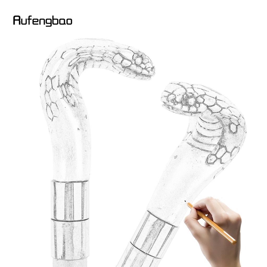 White Resin Snake Cobra Head Walking Cane Fashion Decorative Steel Stick Gentleman Elegant Cosplay Cane Knob Crosier 95cm