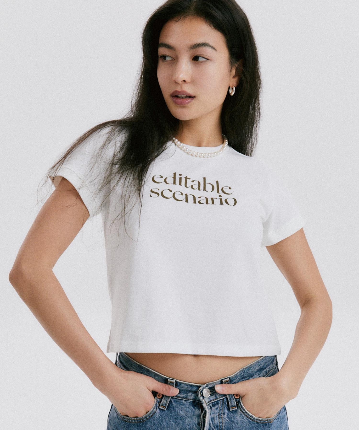 Editable Scenario Es Logo Ringer Tee (Short Sleeve Tee) [Off-White] Off White