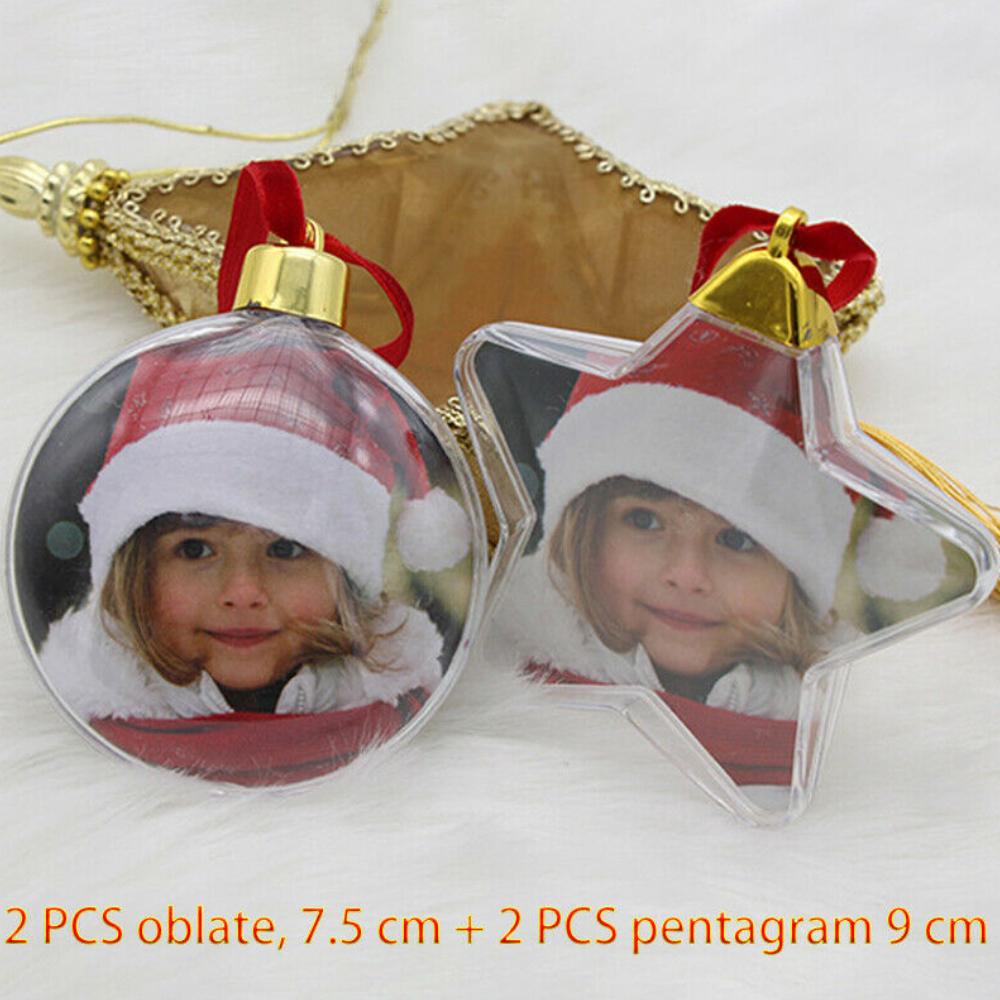 Christmas Photo Insert Baubles Ornaments Festive Personalised Gift Xmas Tree Hanging Decorations