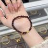 Natural Garnet Bead Stretch Bracelet Women Gold-Tone Pendant Boho Chic Layering Jewelry Hypoallergenic Adjustable