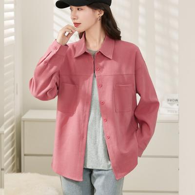 Women's Corduroy Shirt Coat Autumn/Winter Korean Loose Casual Long Sleeve Outerwear Shirts Top