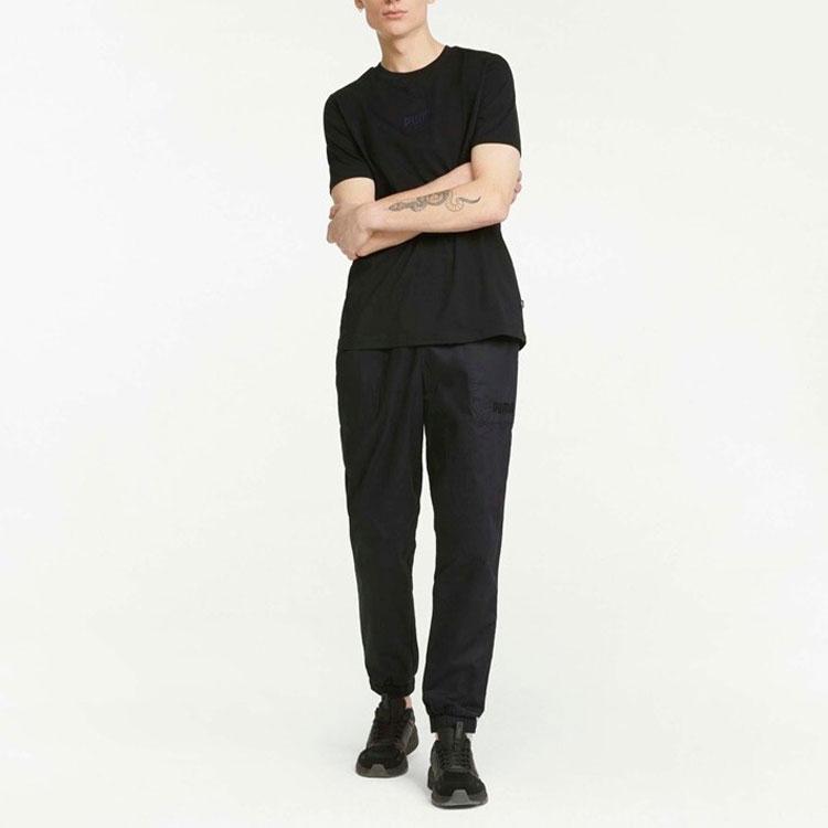 PUMA Solid Color Cuffed Joggers Men Bottoms Black 849603-01