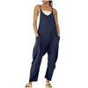Women Casual Jumpsuit Summer Solid Loose Wide Leg Pants Bib Overalls Fashion Pocket Sleeveless Strap Baggy Streetwear Rompers