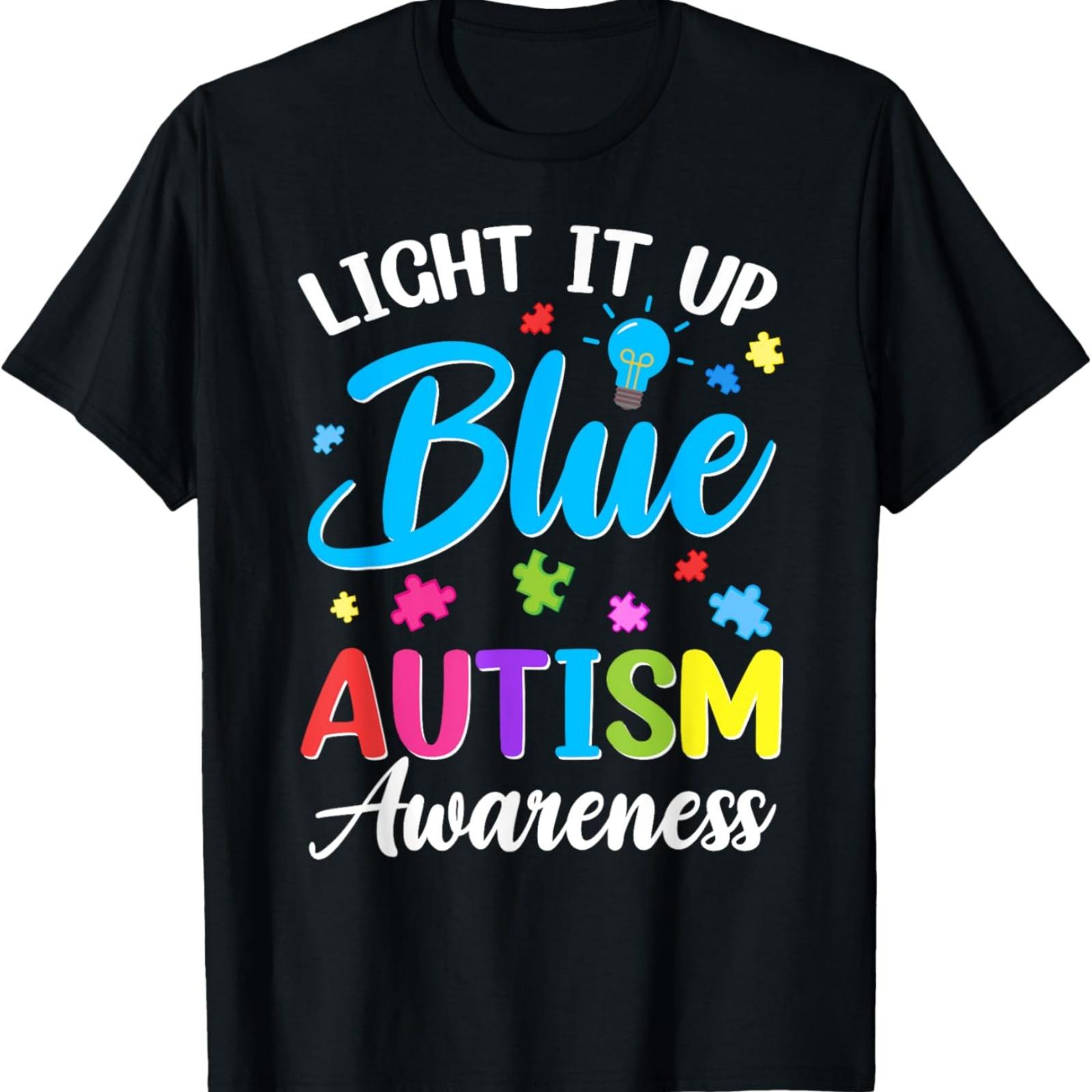 Light It Up Blue Autism Awareness Month Lamp Puzzle T-Shirt S