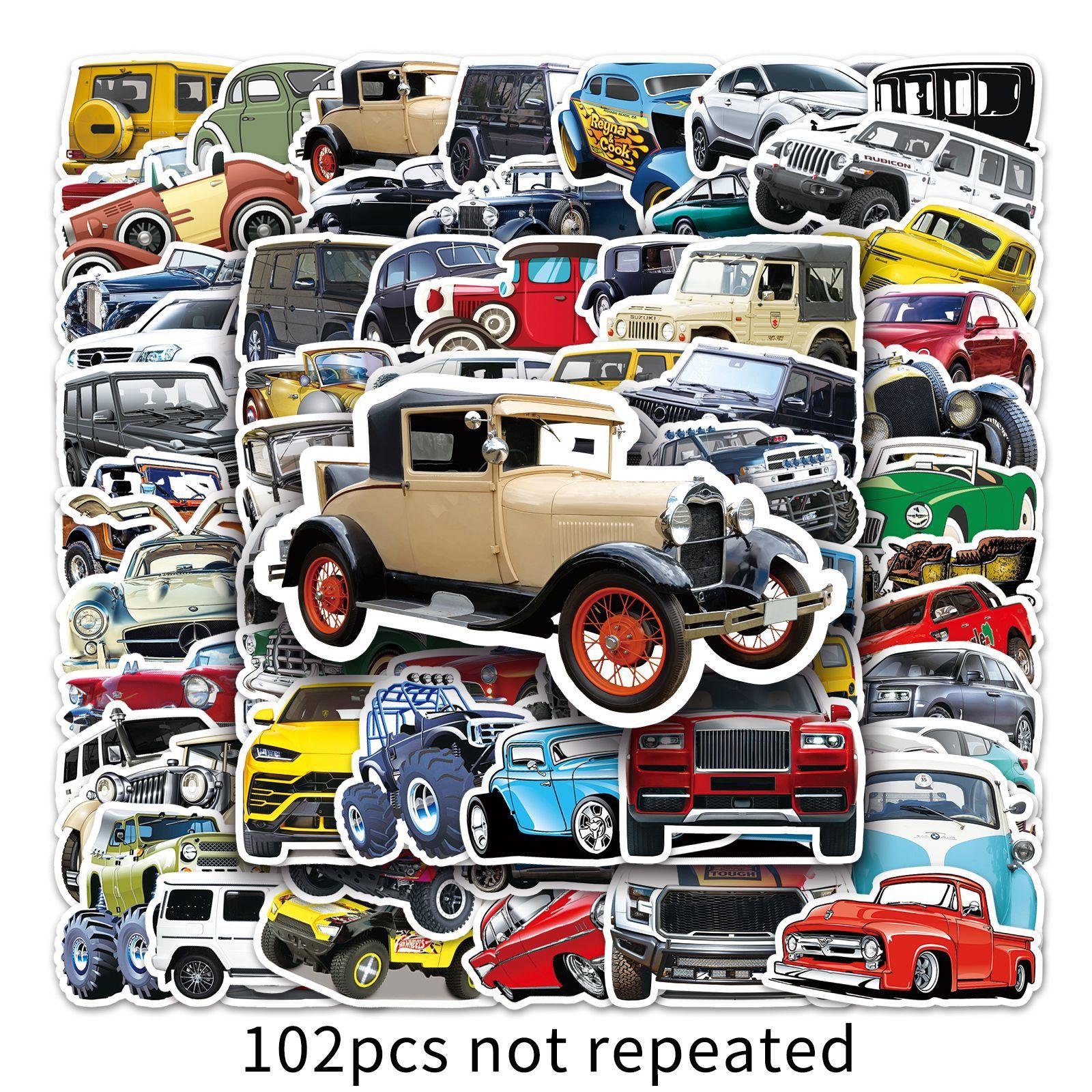 

102 Off-road Vehicle Vintage Car Doodle Personalized Laptop Scooter Suitcase Waterproof Decorative Stickers