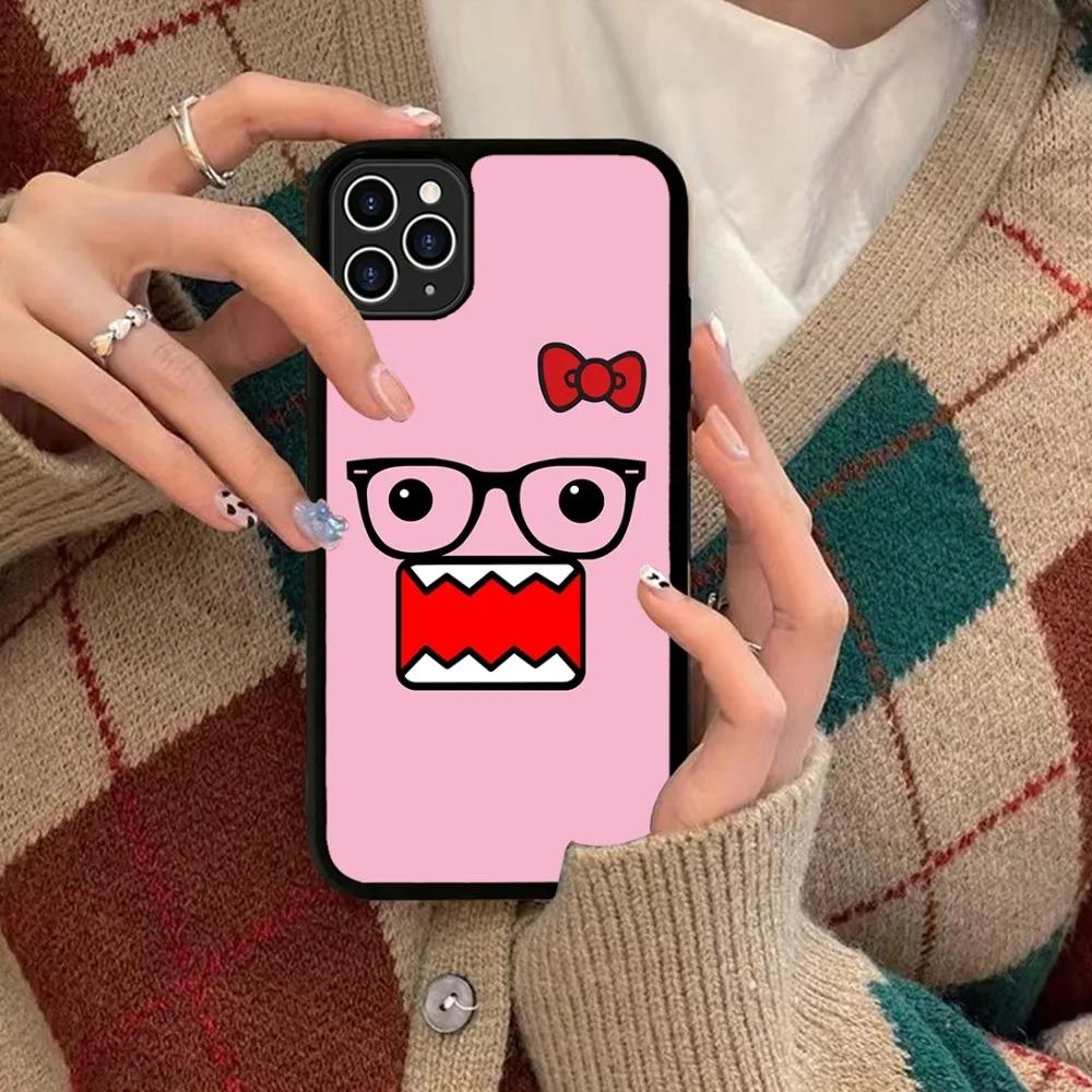 Cute Domo-kun Phone Case Silicone PC+TPU For For iPhone  11 12 13 14 15 16 Plus Pro Max Cover