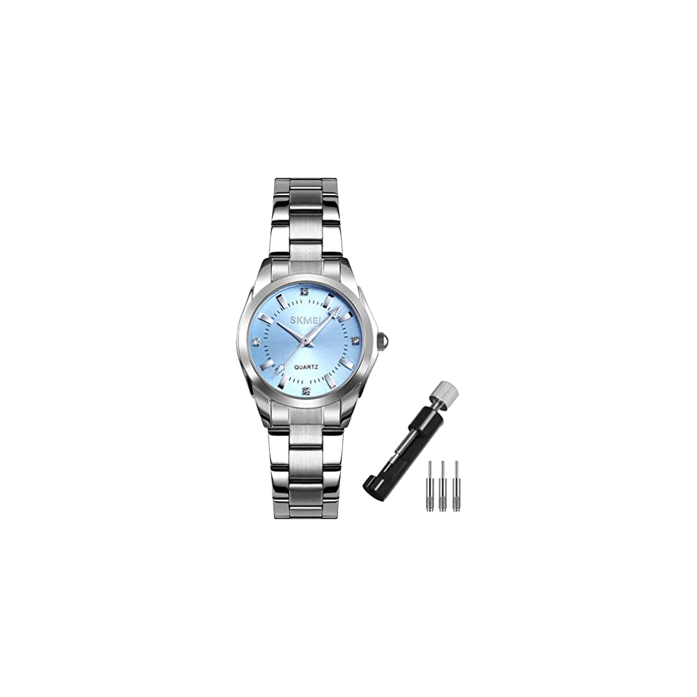 Silver Stainless Steel Waterproof Classic Analog Quartz Watch for Women