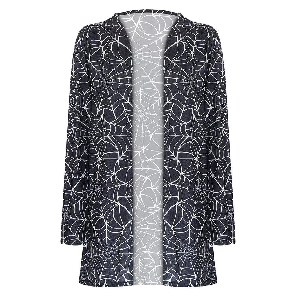 Women's Halloween Long Sleeve Cardigan Cardigan Spooky Pattern Top Coat