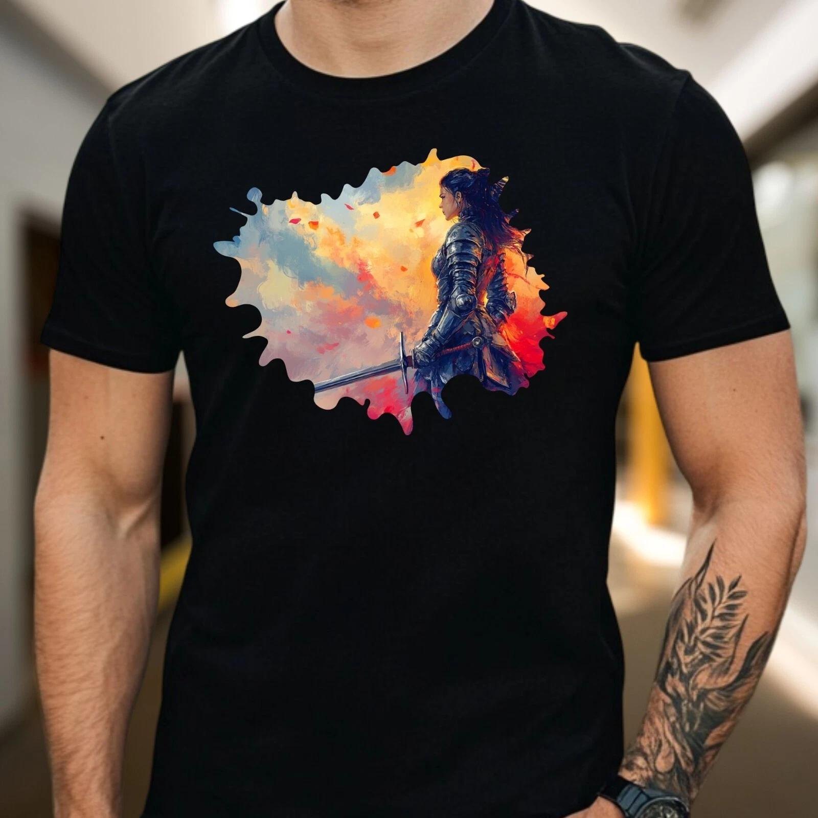 T-Shirt Herren Kriegerin Motiv Baumwolle Größe S bis 5XL XL