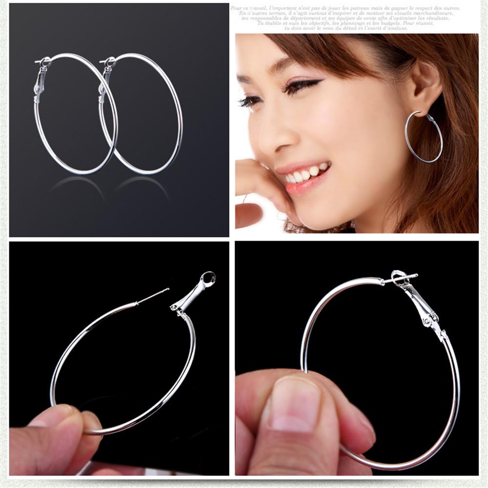 10 Pairs Minimalist Big Large Stainless Steel Round Woman's Piercing Hoop Earing for Female Jewelry Punk Accessories Trend NewIn