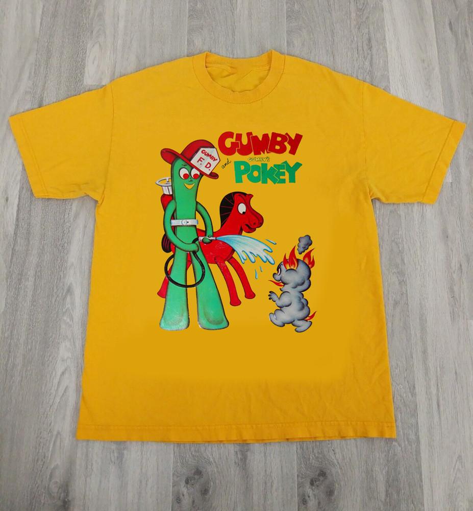 Gumby and Pokey Firemen Unisex 100% Cotton T-Shirt Gold GS241 Unisex T-Shirt XL