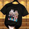 New Labubu Children's T-shirt Scarf LABUBU and Skirt LABUBU Pattern Girl Round Neck Short Sleeve Casual Versatile Clothing
