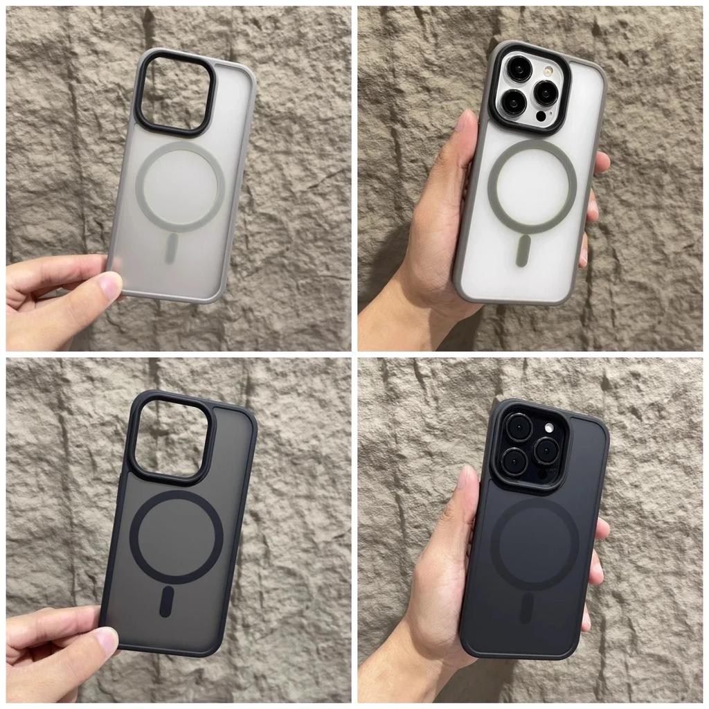 Matte Magnetic Phone Case For Air 17 16 15 14 12 11 13 Pro Max Plus For Magsafe Wireless Charging Protect Cover