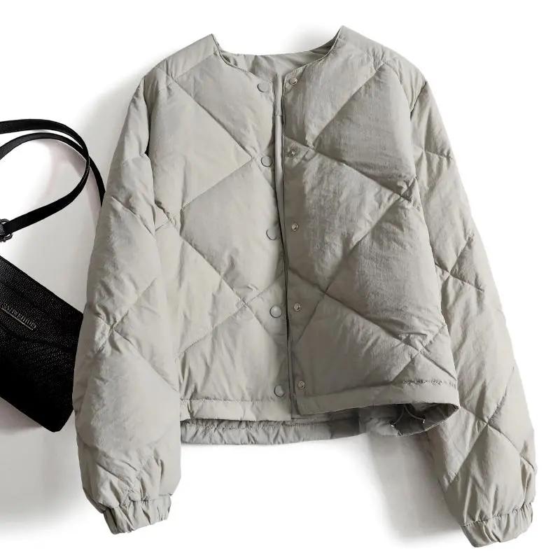 Women Winter Diamond Solid Casual Thick Long Sleeve Single Breasted Jacket