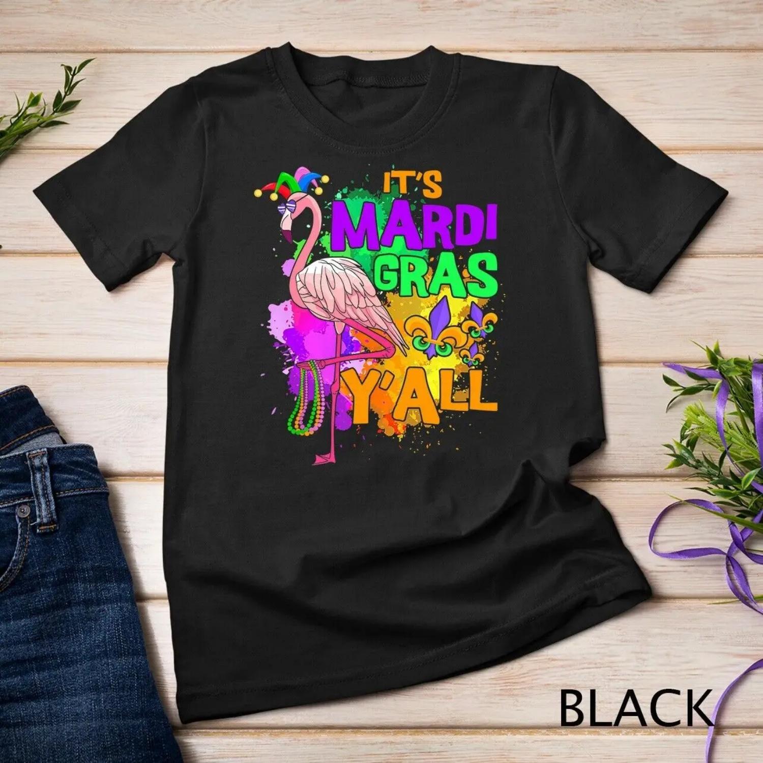 Funny Carnival Party Idea Flamingo Mardi Gras T Shirt S