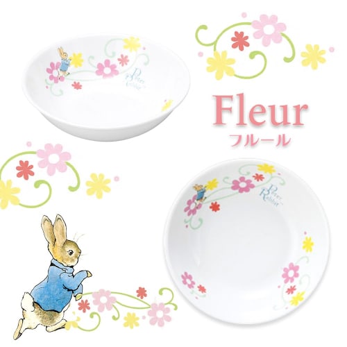 OGISO Peter Rabbit Fleur 4-Piece Reinforced Porcelain Dinnerware Set (Dishwasher and Microwave Safe)