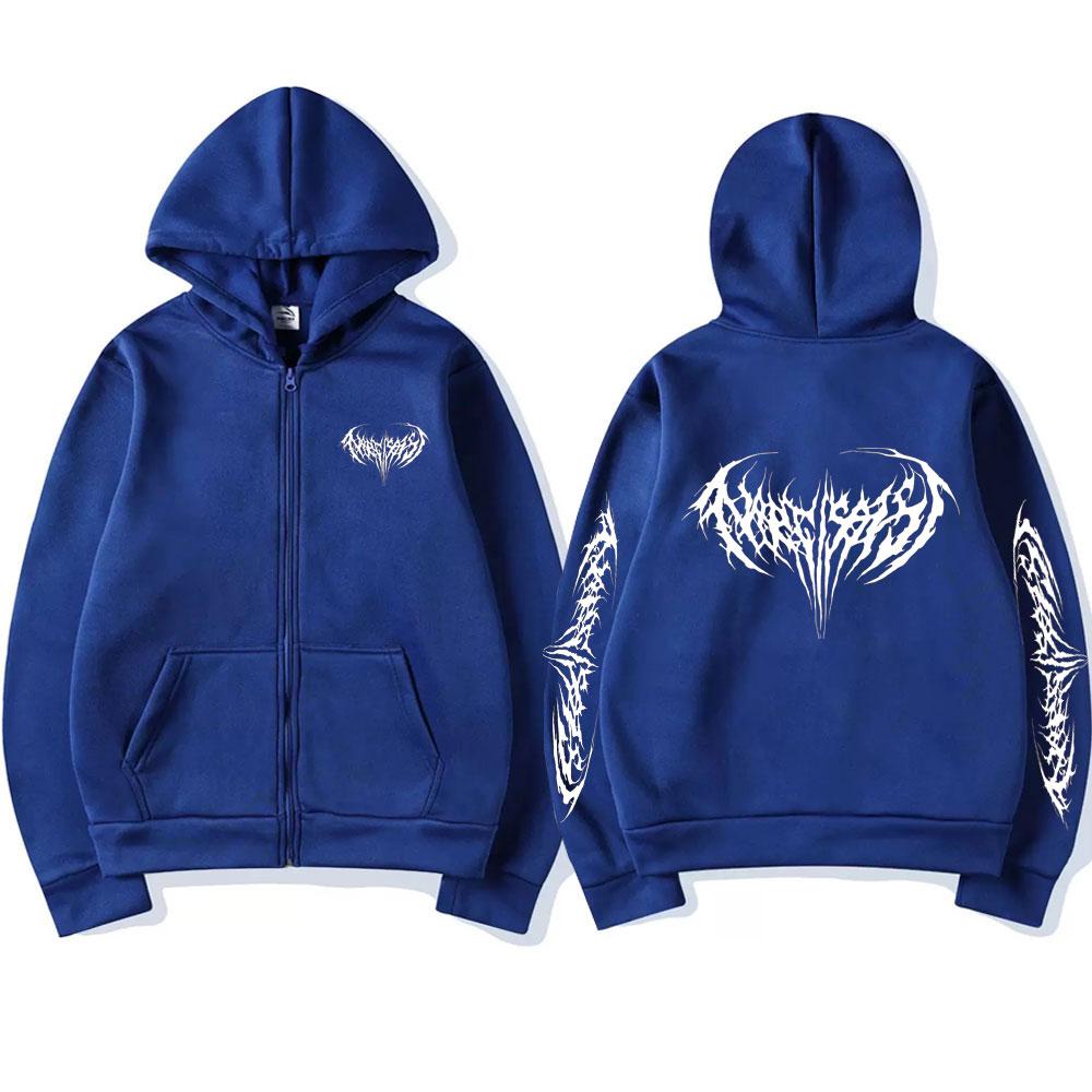 

Репер Playboi Carti Narcissist Graphic Zipper Hoodie Чоловіки Жінки Хіп-хоп Оверсайз на блискавці Толстовка Чоловіча модна вінтажна куртка L